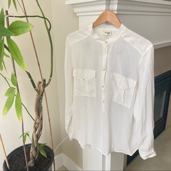 WILFRED FREE White Button Up Shirt Flowy Blouse - Picture 8 of 8